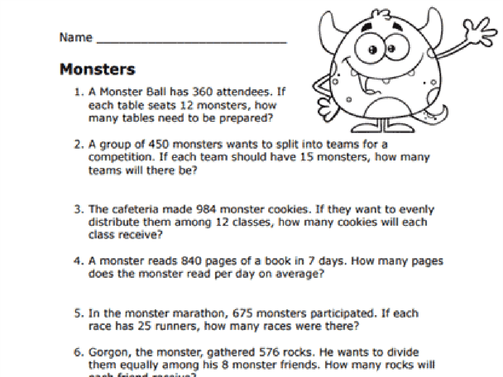 cartoon monster math