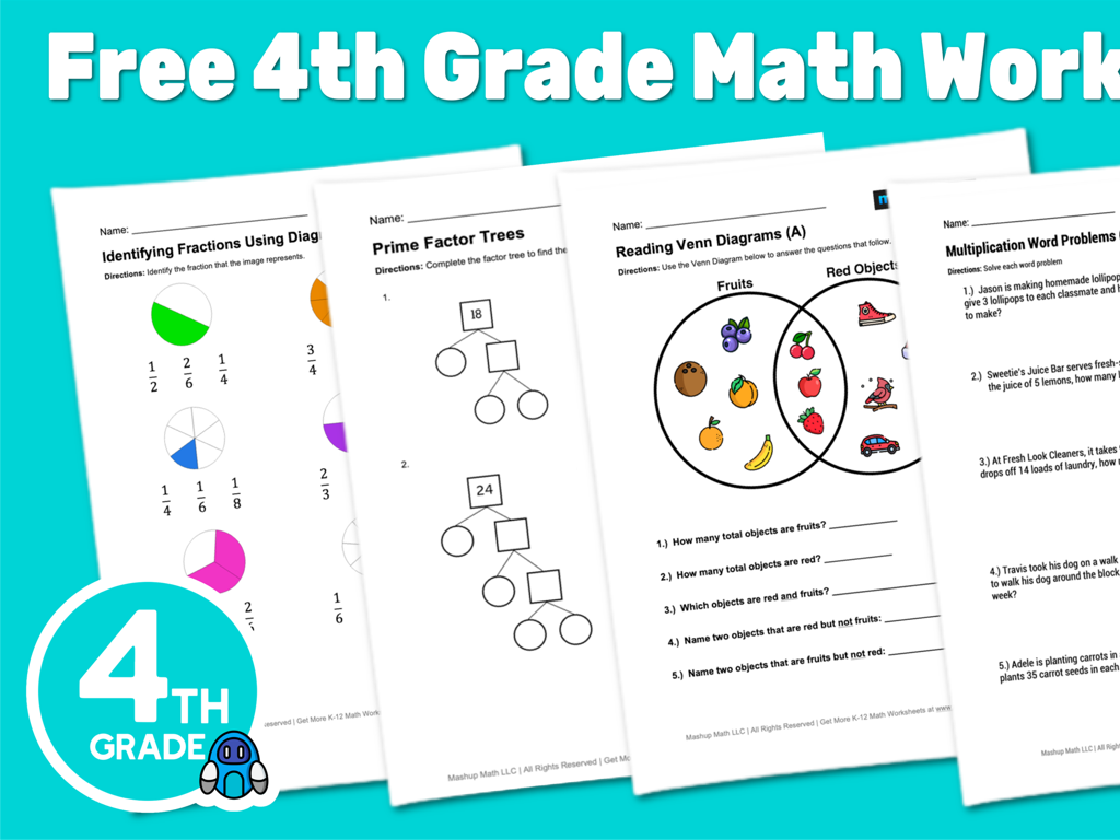 4th grade math worksheets