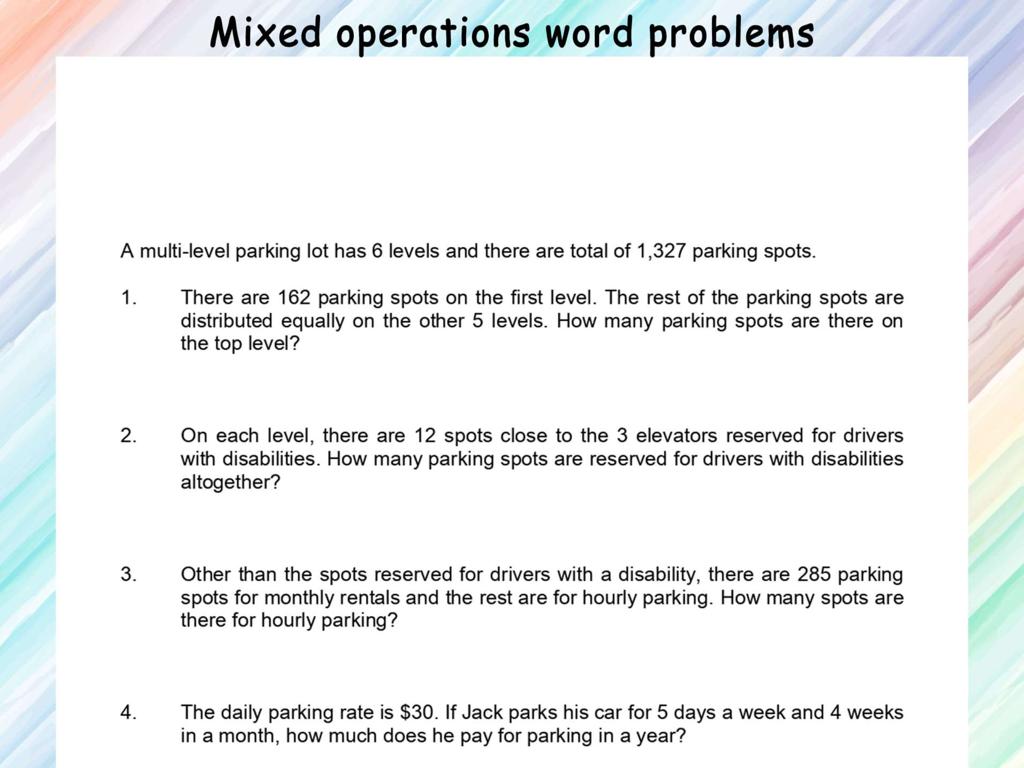 parking lot math problems