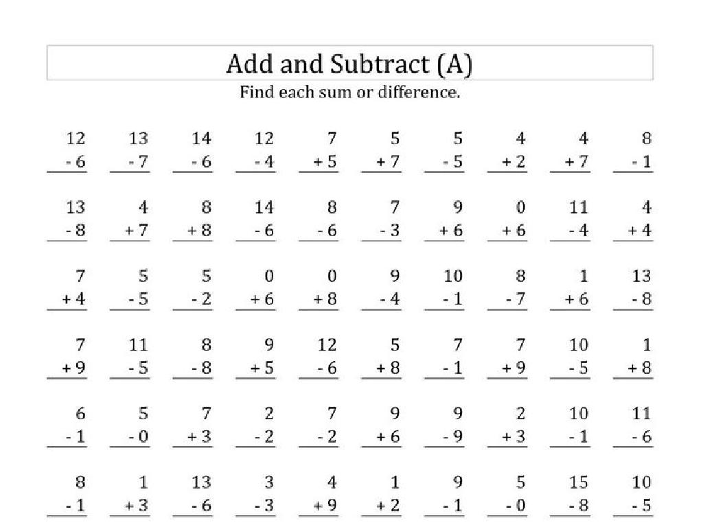 math worksheet problems