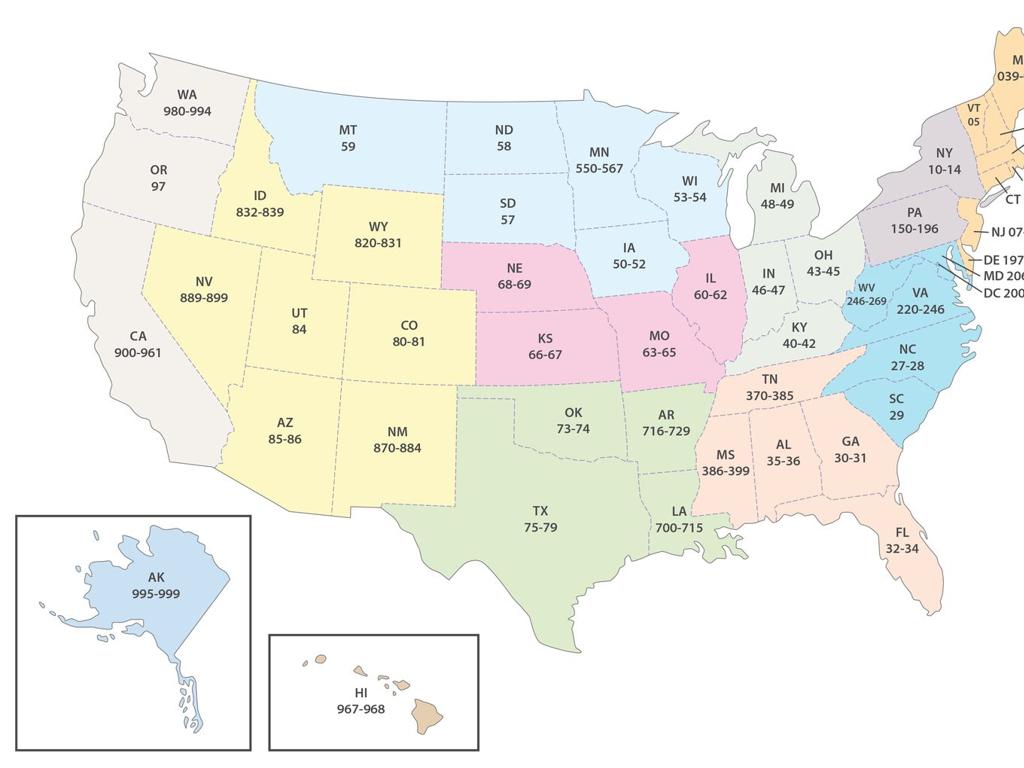 us zip code map