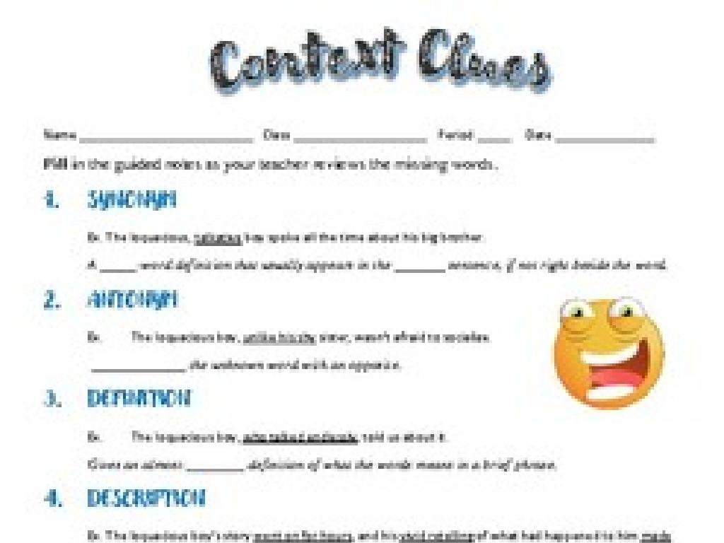 context clues worksheet