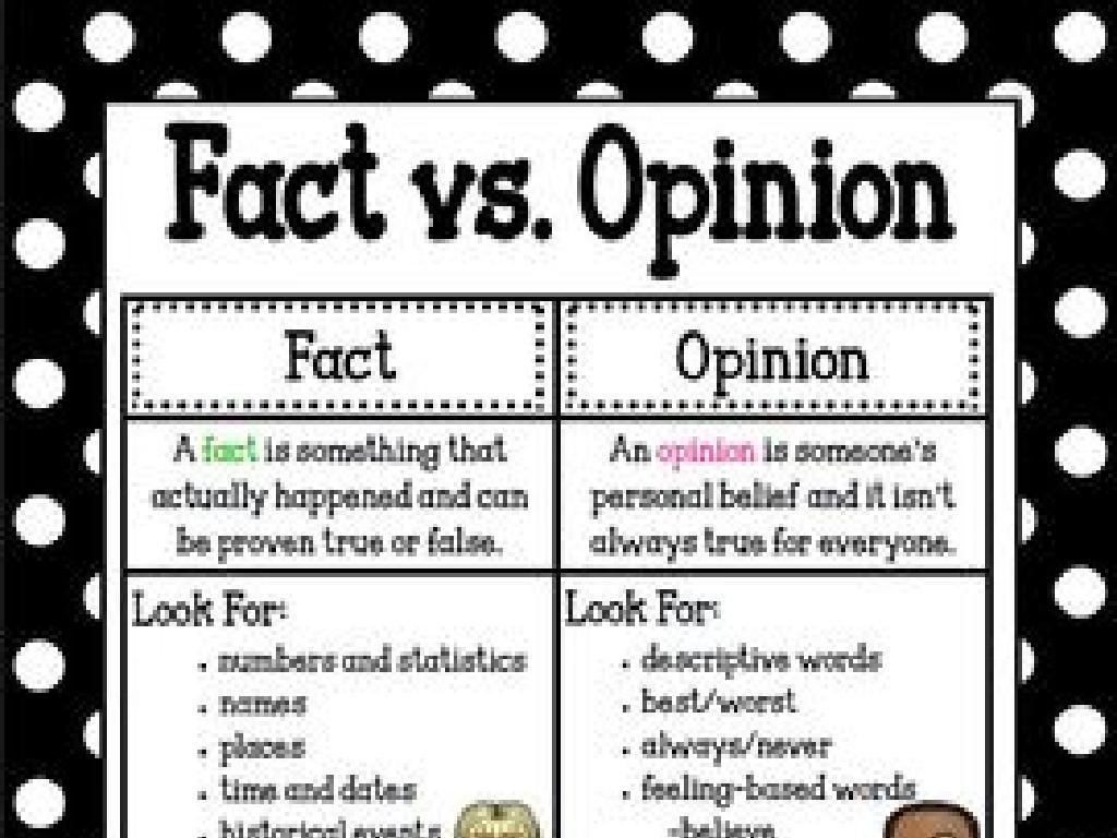 fact opinion comparison chart