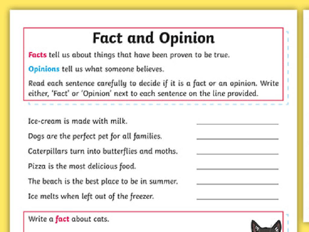 facts vs opinions worksheet