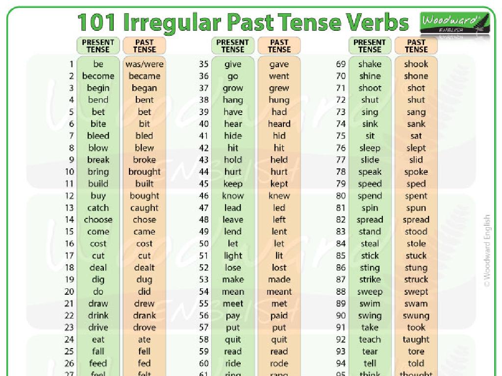 irregular past tense verbs