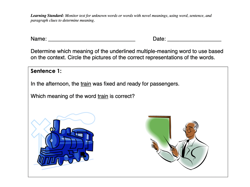 multiple meaning words worksheet