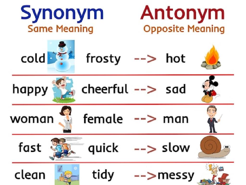 synonyms antonyms chart