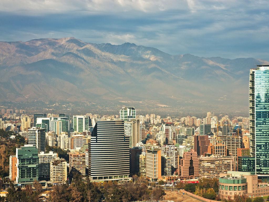 modern cityscape mountains