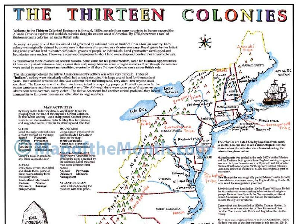 thirteen colonies map