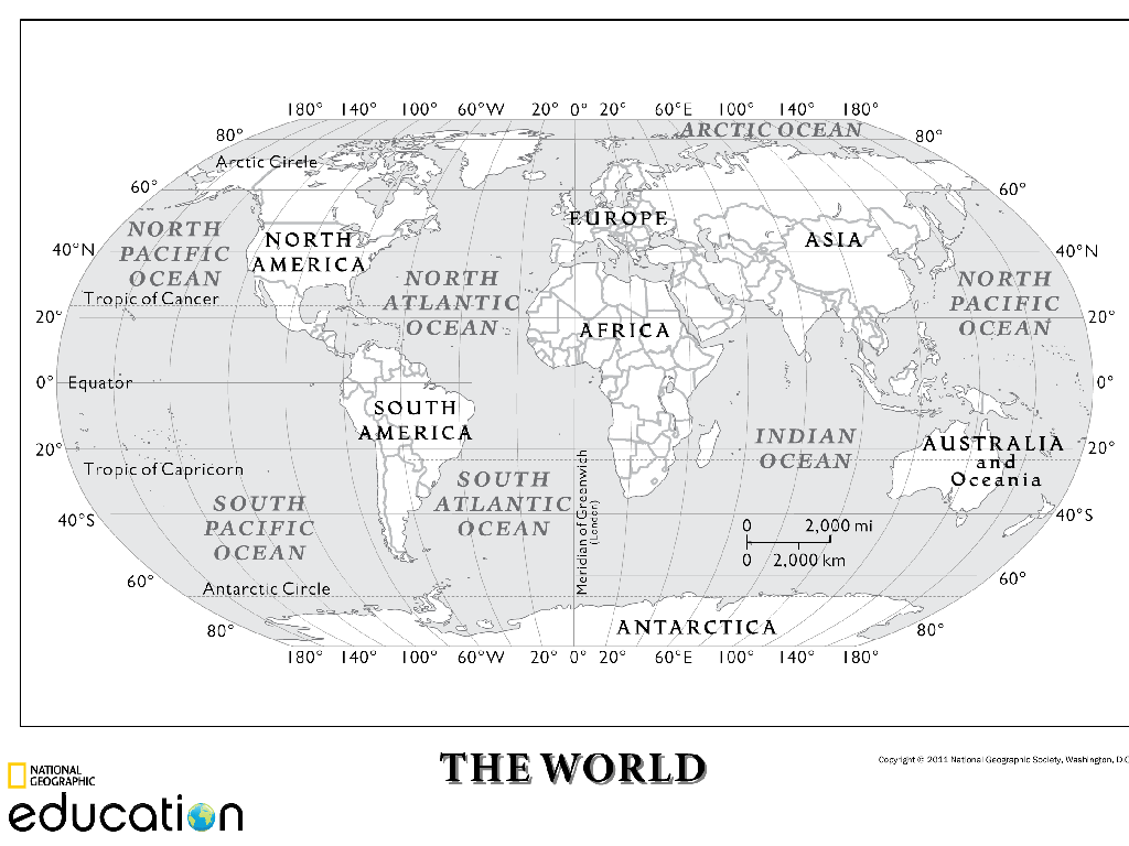 continents oceans map