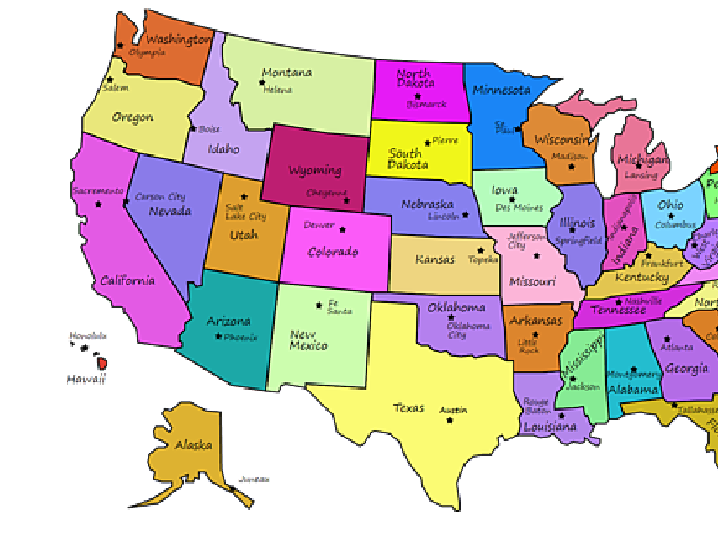 usa colorful state map