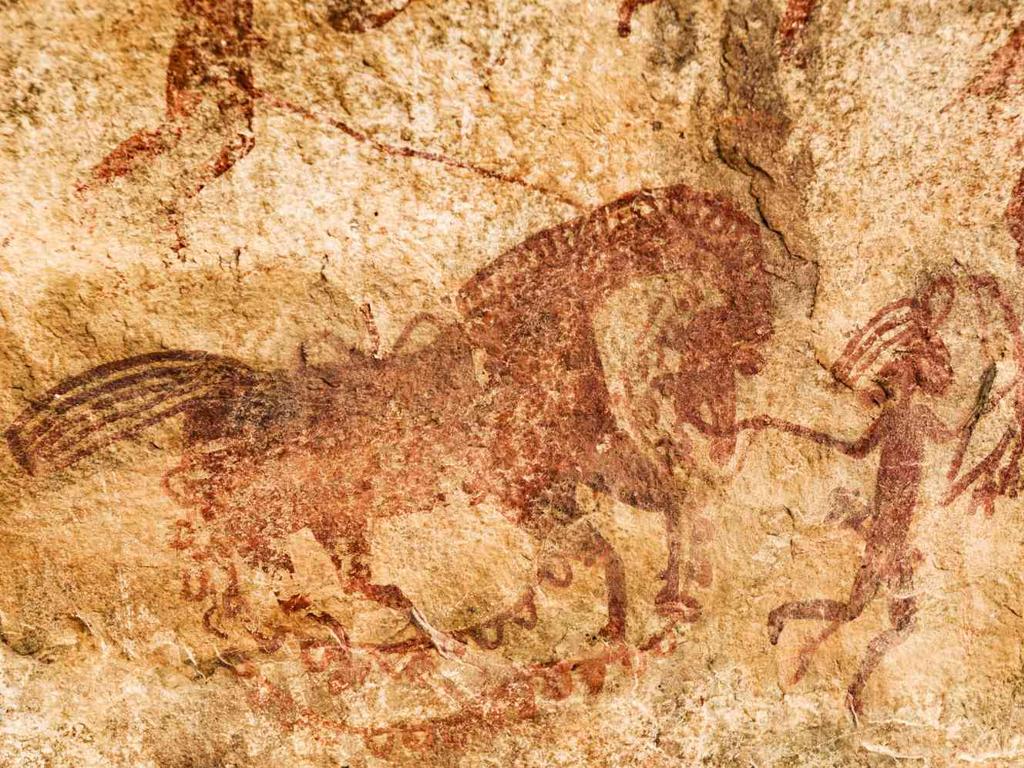 cave painting humans horses