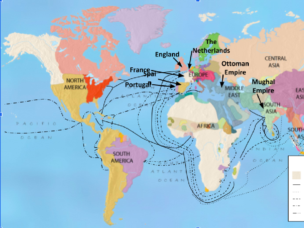 colonial trade routes map