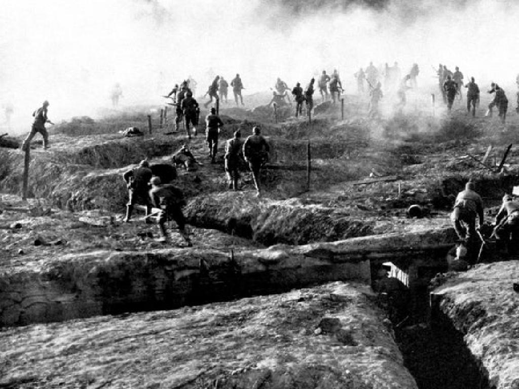 soldiers in battlefield trench