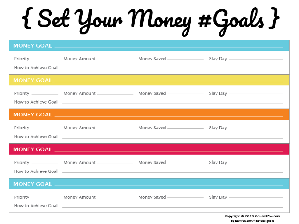 colorful money planner