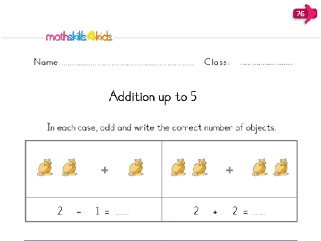 cat addition worksheet