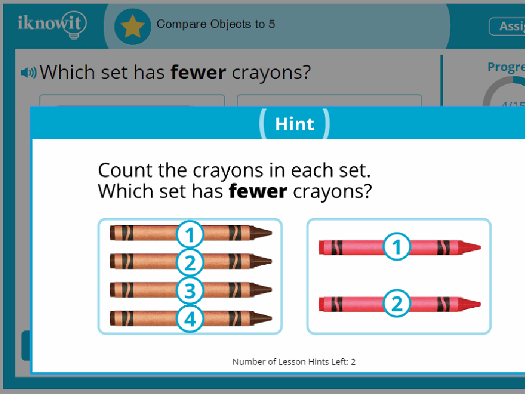 fewer crayons counting