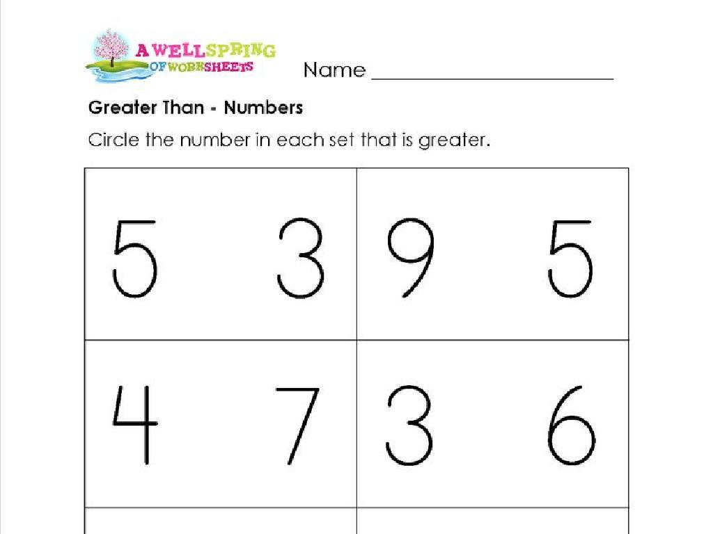 number comparison worksheet