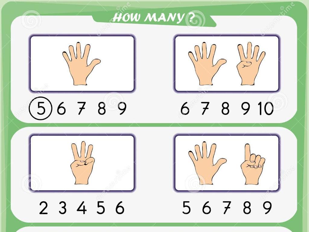 children hand counting numbers