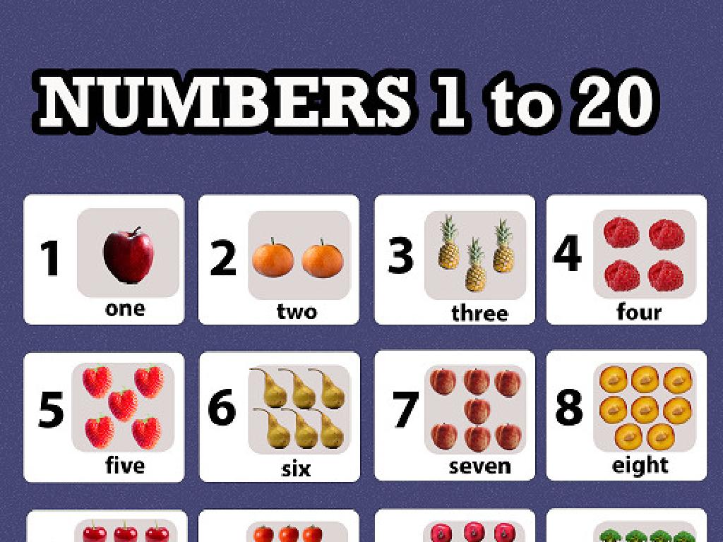 fruit number flashcards