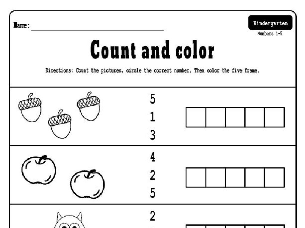 kindergarten counting worksheet