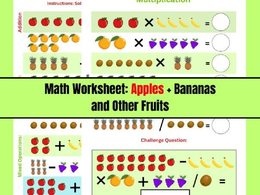 fruit math worksheet