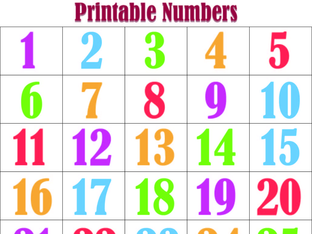 colorful number printables