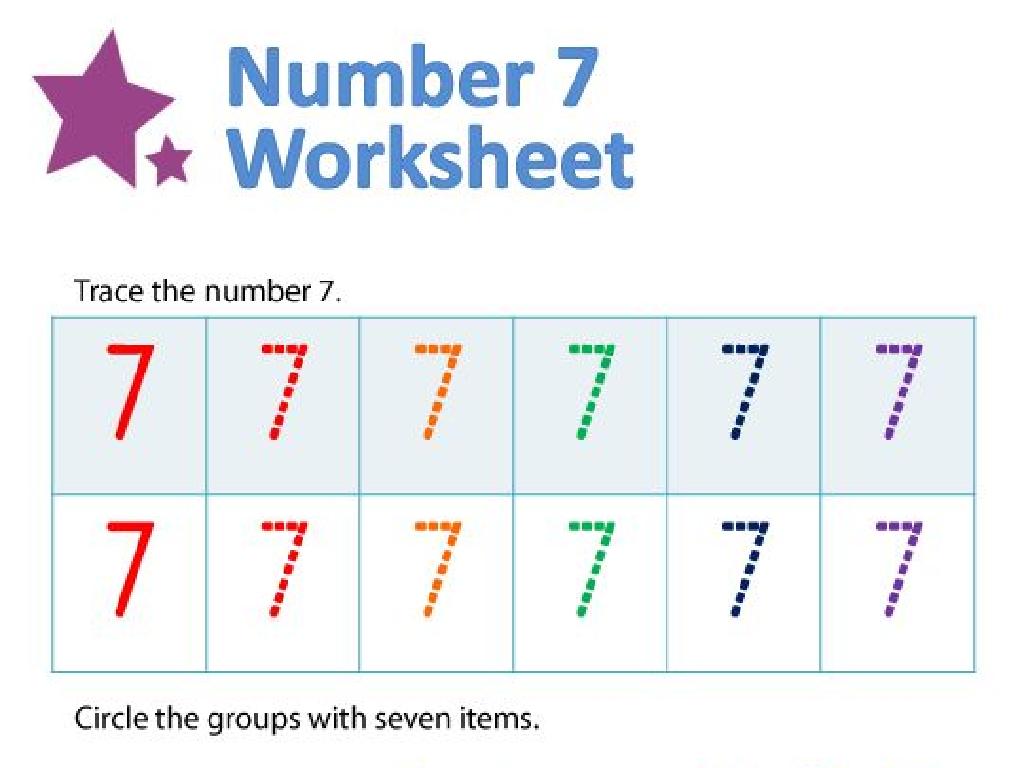 colorful number 7 tracing