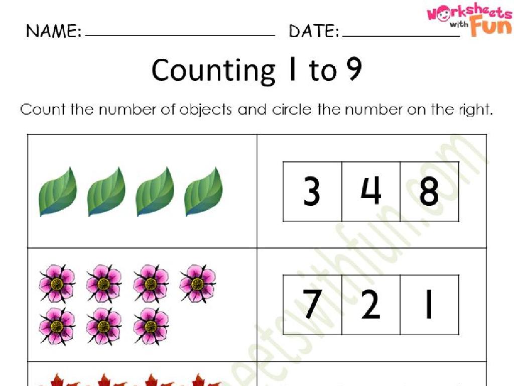 numbers 1-9 worksheet