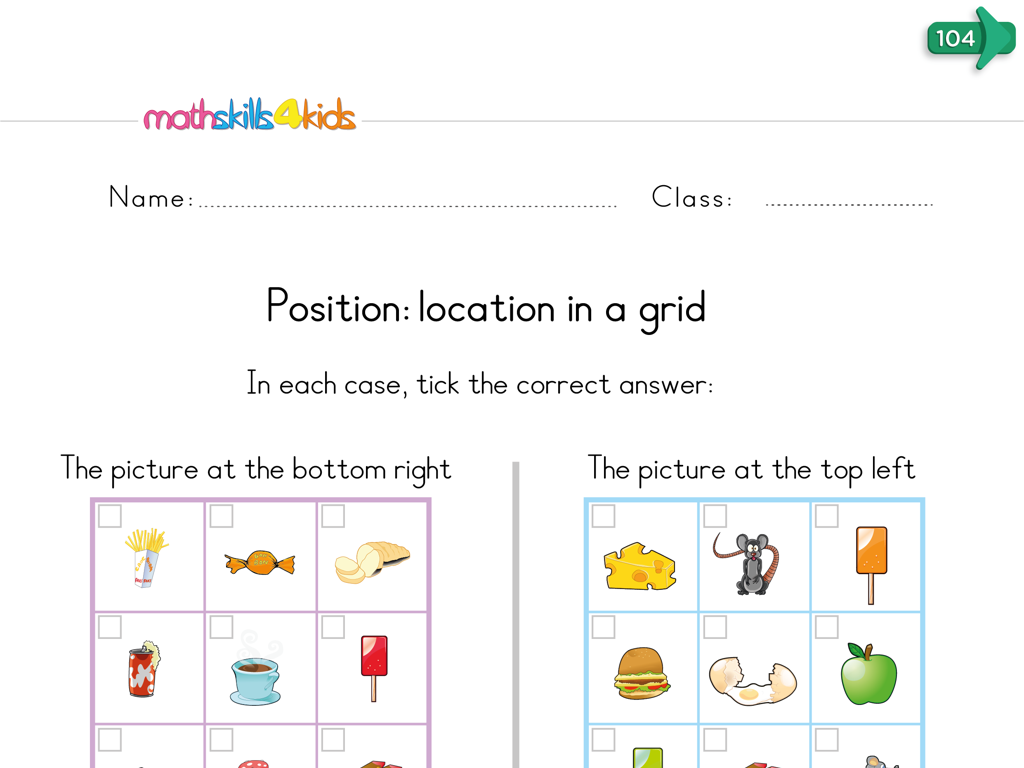 food animal grid worksheet