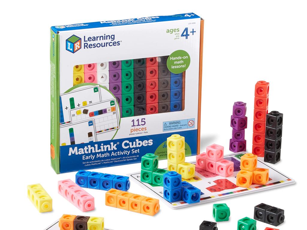 colorful math linking cubes