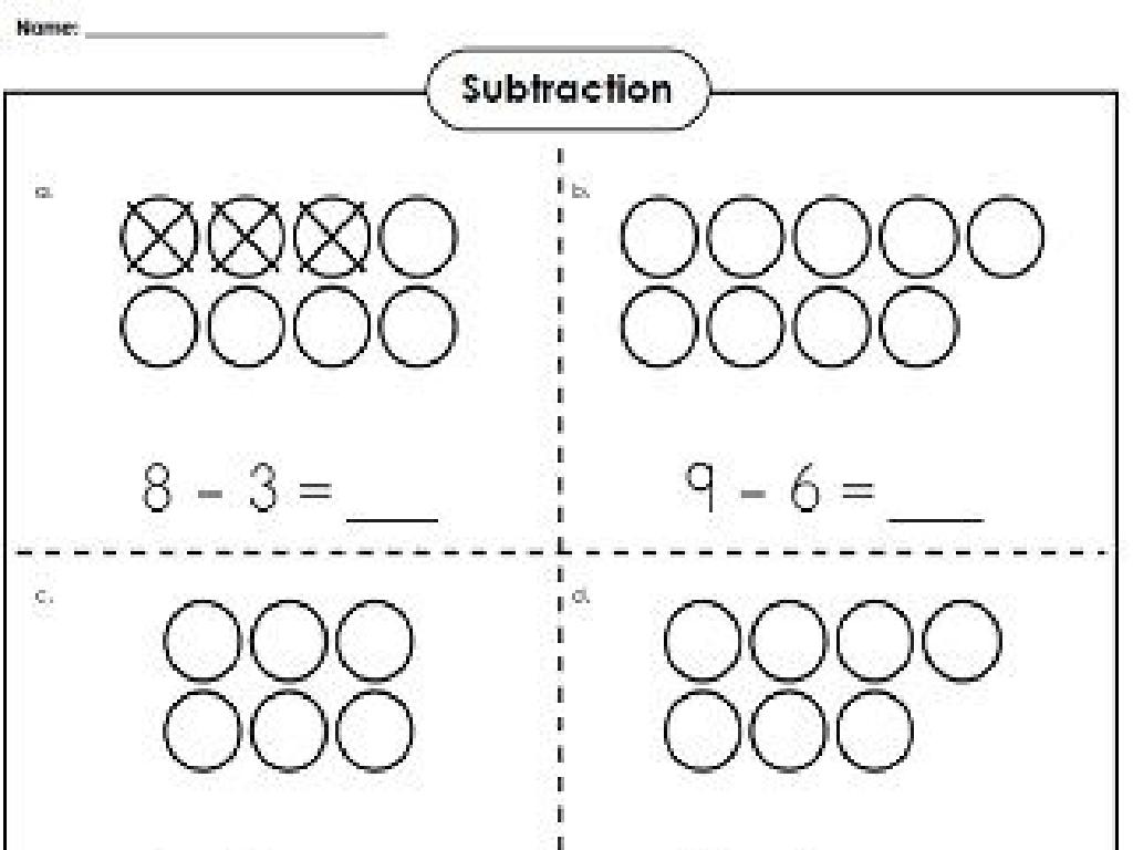 subtraction worksheet circles