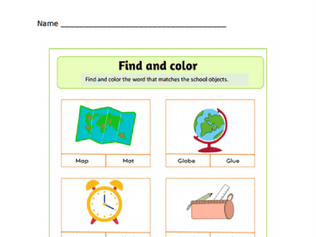 school objects coloring