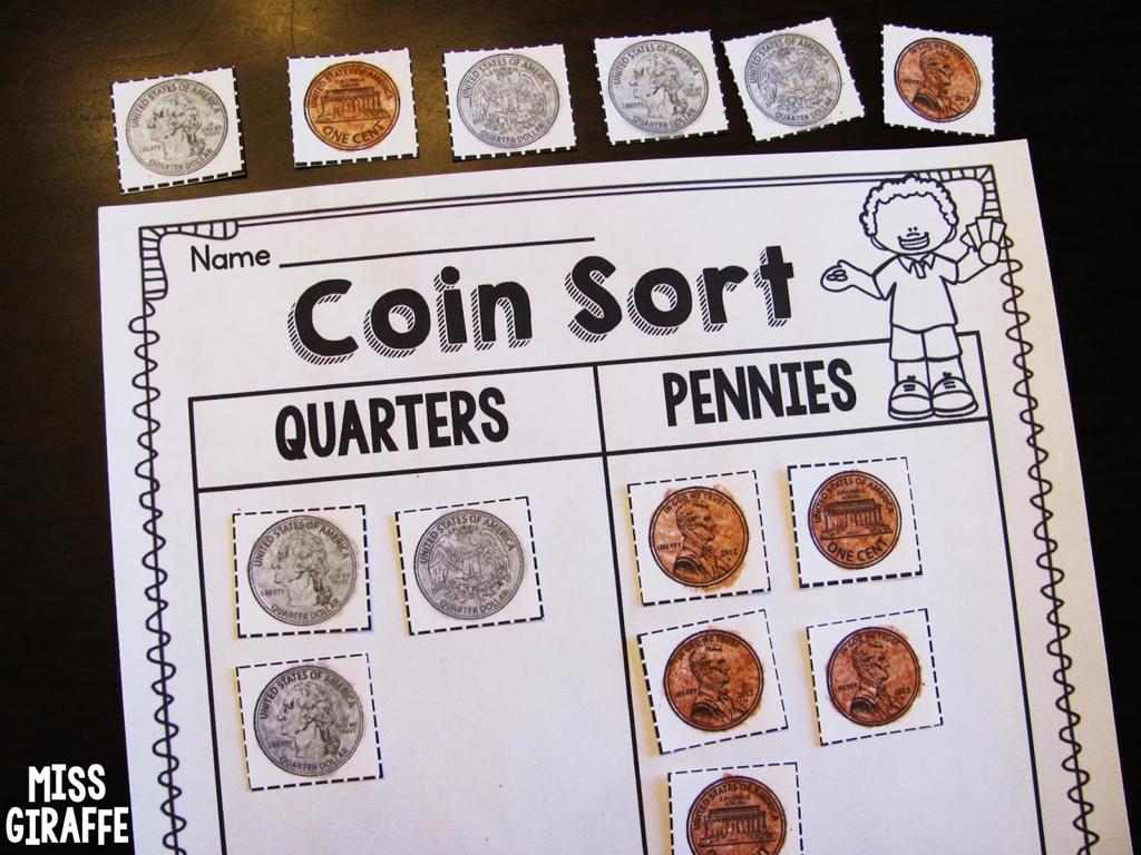 coin sorting worksheet