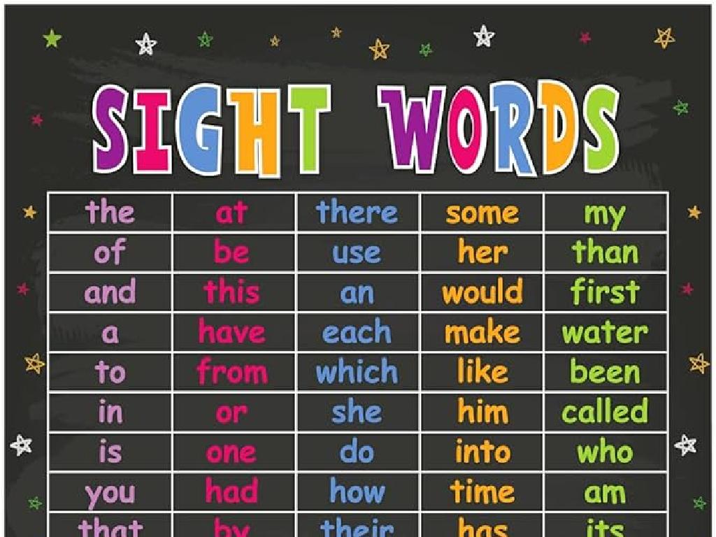 sight words chart