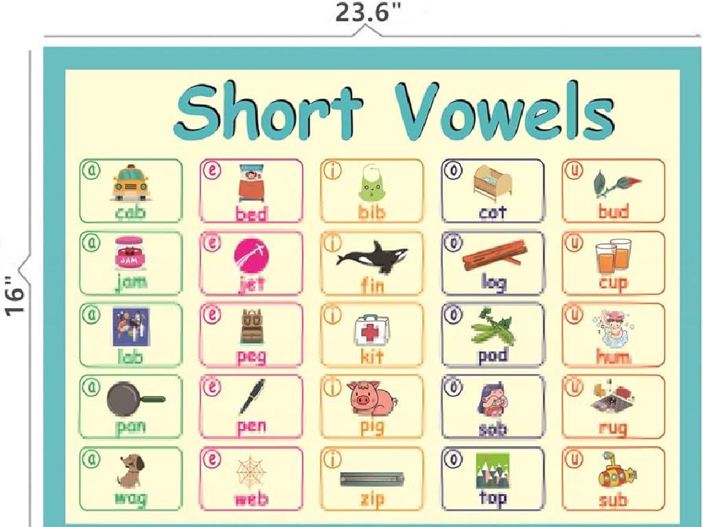 short vowel words chart