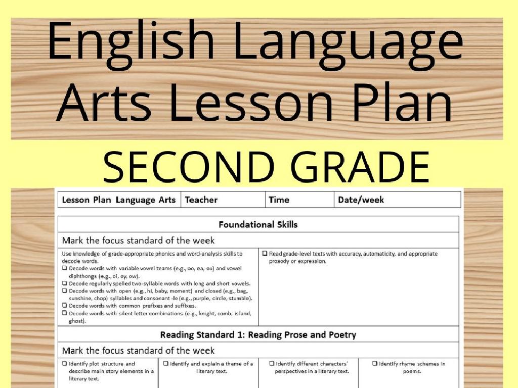 second grade ELA plan