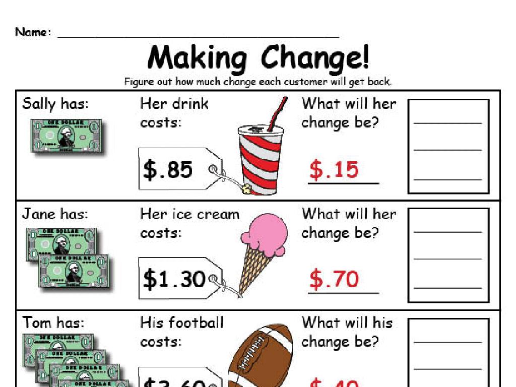 change calculation worksheet