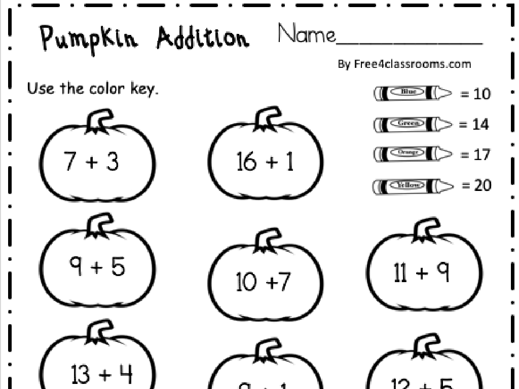 pumpkin math worksheet