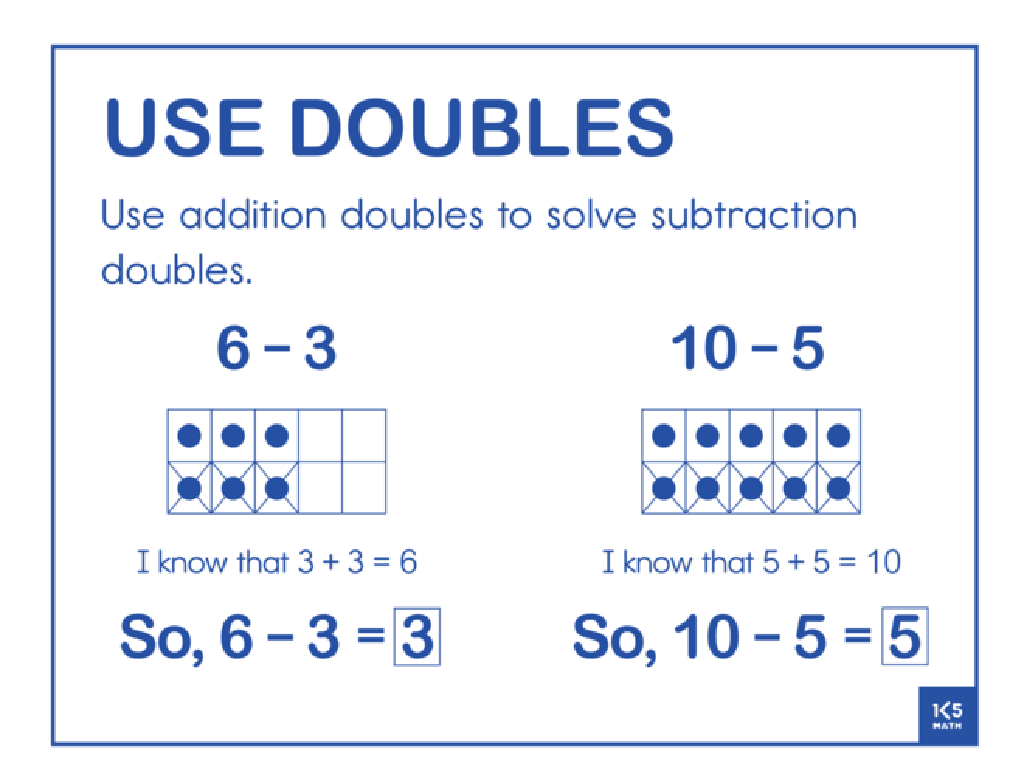 doubles subtraction math