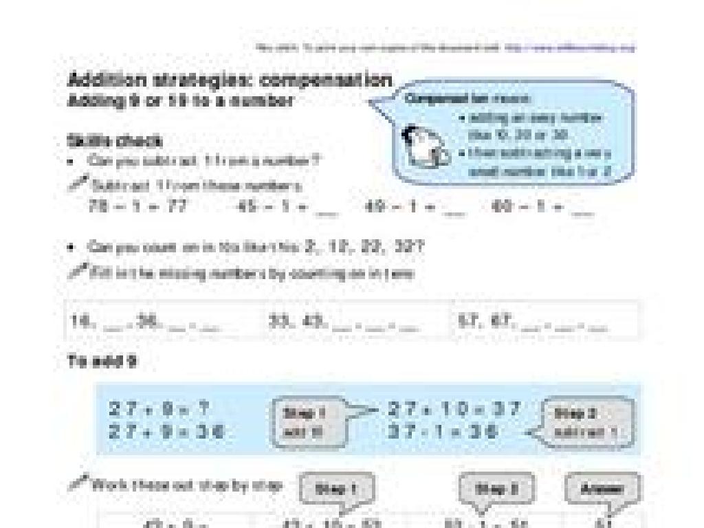 addition strategies numbers