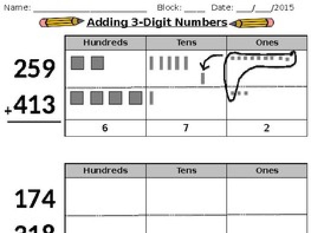 3-digit addition worksheet