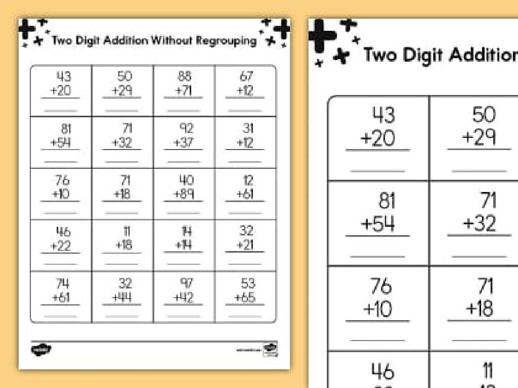 two digit addition worksheet