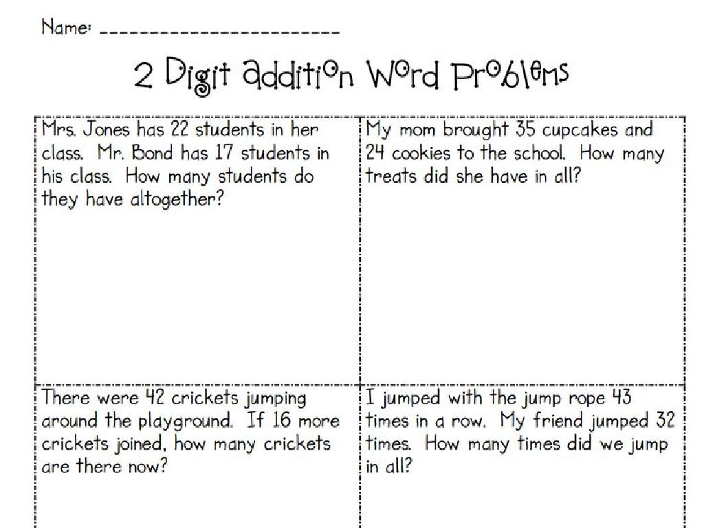 2-digit addition worksheet