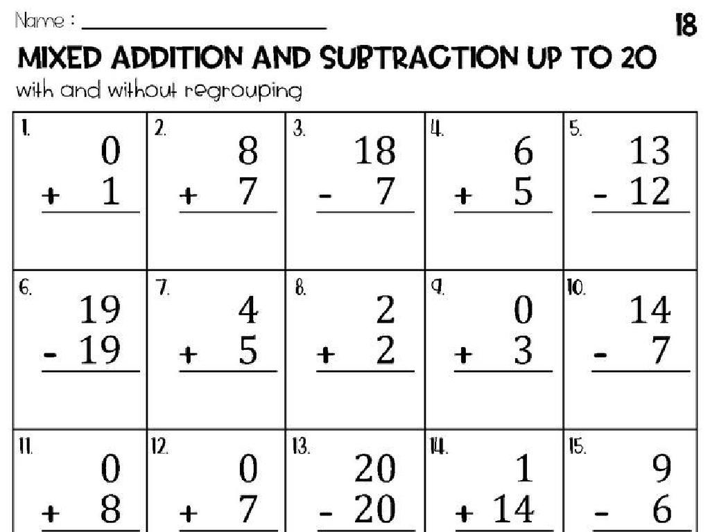 math problems 1-20