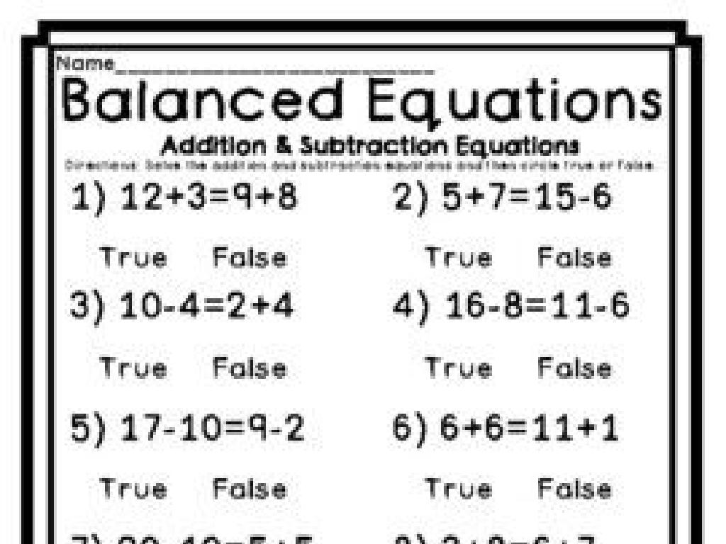 balanced equations worksheet