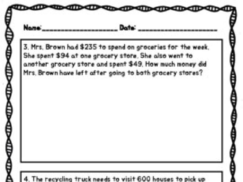 math problem worksheet