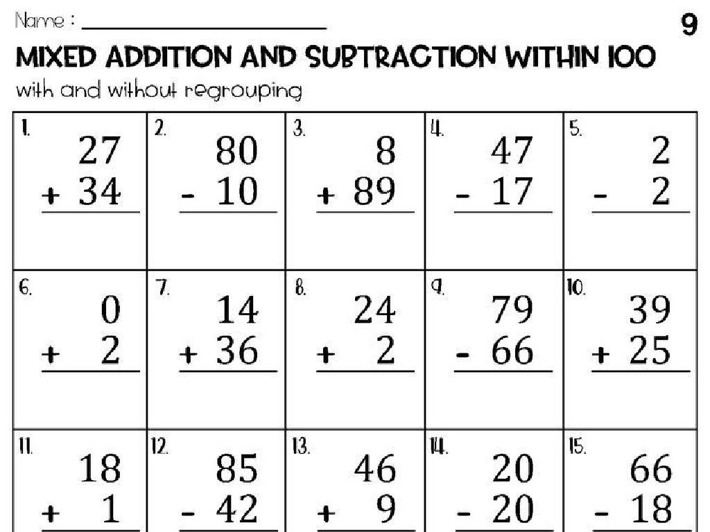 mixed math worksheet