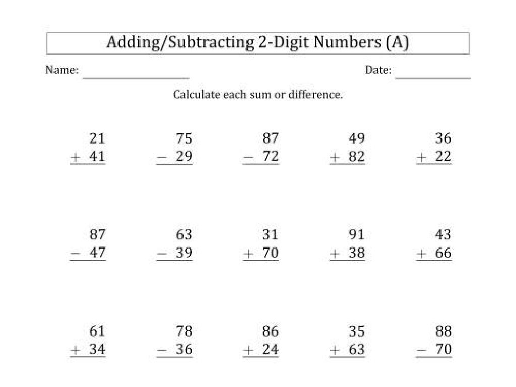 2-digit math worksheet