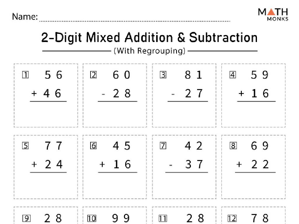 2-digit math worksheet